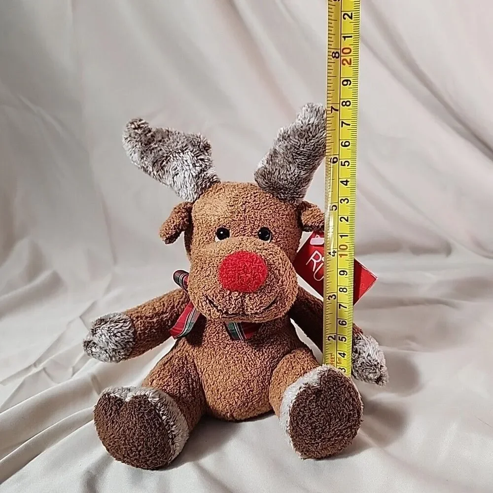Vintage RARE‎ Russ Berrie Blinker Red Nosed Reindeer Beanie Plush Stuffed Animal